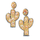 Cactus Plant Design Accent Earrings E2260