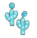 Cactus Plant Design Accent Earrings E2261