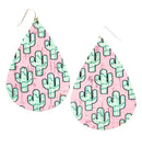 Cork Leather Cactus Accent Earrings E2270
