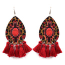 Turquoise Like Stone W/ Tassel Accent Post Earrings E2272