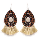 Turquoise Like Stone W/ Tassel Accent Post Earrings E2273