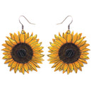 Sun Flower Design Accent Leather Earrings E2277
