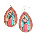 Lady Guadalupe Leather Design Accent Earrings E2284