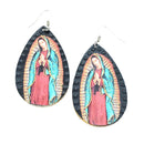 Lady Guadalupe Leather Design Accent Earrings E2286