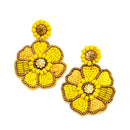 Beaded Floral Design Accent Post Earrings E2289