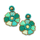Beaded Floral Design Accent Post Earrings E2290