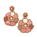 Beaded Floral Design Accent Post Earrings E2291
