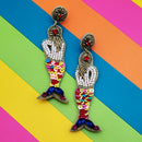 Beaded Mermaid Design Accent Post Earrings E2294