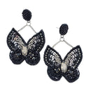 Beaded Butterfly Design Accent Post Earrings E2300