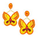 Beaded Butterfly Design Accent Post Earrings E2301