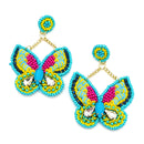 Beaded Butterfly Design Accent Post Earrings E2302