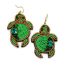 Beaded Sea Turtle Design Accent Post Earrings E2307