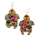 Beaded Sea Turtle Design Accent Post Earrings E2308