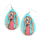 Lady Guadalupe Leather Design Accent Earrings E2313