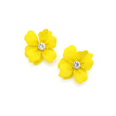 Epoxy Coated Metal Accent Floral Stud Earrings E2313
