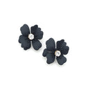Epoxy Coated Metal Accent Floral Stud Earrings E2314