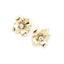 Shiny Metal Accent Floral Stud Earrings E2318