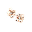 Shiny Metal Accent Floral Stud Earrings E2319