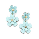 Leather Floral Drop Accent Post Earrings E2320