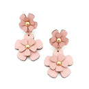 Leather Floral Drop Accent Post Earrings E2321