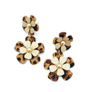 Leather Floral Drop Accent Post Earrings E2322