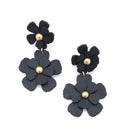 Leather Floral Drop Accent Post Earrings E2324