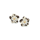 Leather Floral Drop Accent Post Earrings E2328