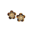 Leather Floral Drop Accent Post Earrings E2330