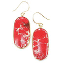 Natural Jasper Stone Accent Oval Earrings E2332