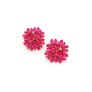 Epoxy Coated Metal Accent Floral Stud Earrings E2347