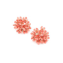 Epoxy Coated Metal Accent Floral Stud Earrings E2348