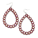 Embedded Crystal Cut out Accent Tear Drop Metal Earrings E2374