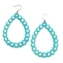 Embedded Crystal Cut out Accent Tear Drop Metal Earrings E2375