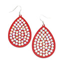 Embedded Crystal Accent Tear Drop Metal Earrings E2381