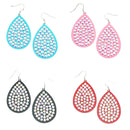 Embedded Crystal Accent Tear Drop Metal Earrings E2387