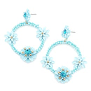 Large Floral Design Accent Post Earrings E2391