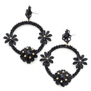 Large Floral Design Accent Post Earrings E2392