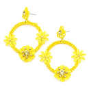 Large Floral Design Accent Post Earrings E2393