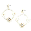 Large Floral Design Accent Post Earrings E2394