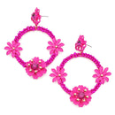 Large Floral Design Accent Post Earrings E2395
