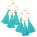 Large Tassel Accent Clover Cut-out Earrings E2414
