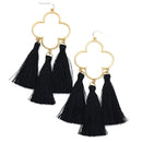 Large Tassel Accent Clover Cut-out Earrings E2415