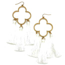 Large Tassel Accent Clover Cut-out Earrings E2416