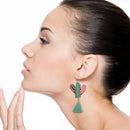 Beaded Cactus Plant Accent Earrings E2422