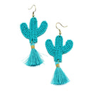Beaded Cactus Plant Accent Earrings E2421