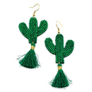 Beaded Cactus Plant Accent Earrings E2422