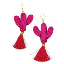 Beaded Cactus Plant Accent Earrings E2423