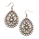 Epoxy Coated Filigree & Crystal Accent Earring E2478