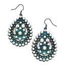 Epoxy Coated Filigree & Crystal Accent Earring E2483