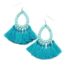 Tear Drop Cut out W/ Tassel Accent Earring E2485